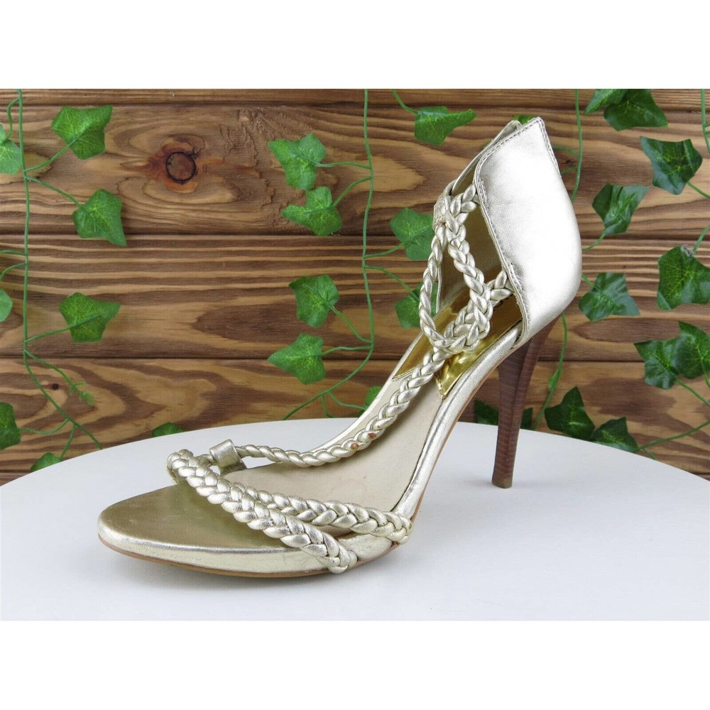 Michael Kors Size 8 M Women Sandal Ankle Strap Gold Leather